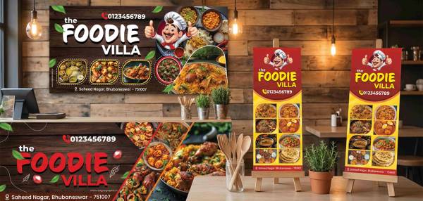 thumbnail Foodie Villa Restaurant Flex Banner PSD Template